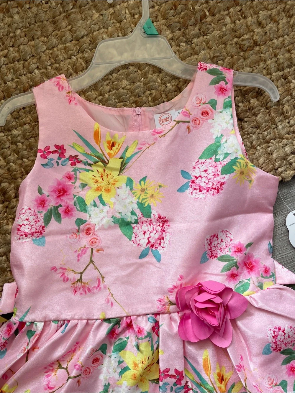 Girls Pink Floral Tiered Tulle Dress